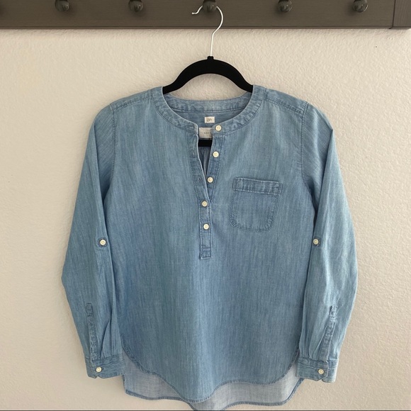 LOFT The Softened Shirt Denim Top size XXSP - Picture 1 of 5